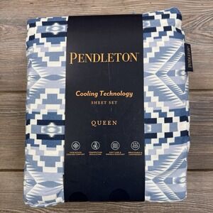 Pendleton Queen 4-Piece Sheet Set Cooling Technology Blue Abiquiu Sky Aztec NWT